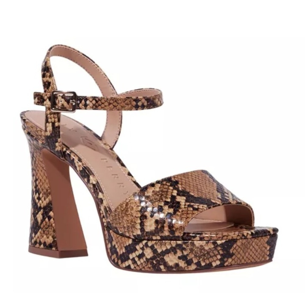Katy‎ Perry Snake Python Print Platform Heels Sandals Brown Chunky Trendy 9M NEW